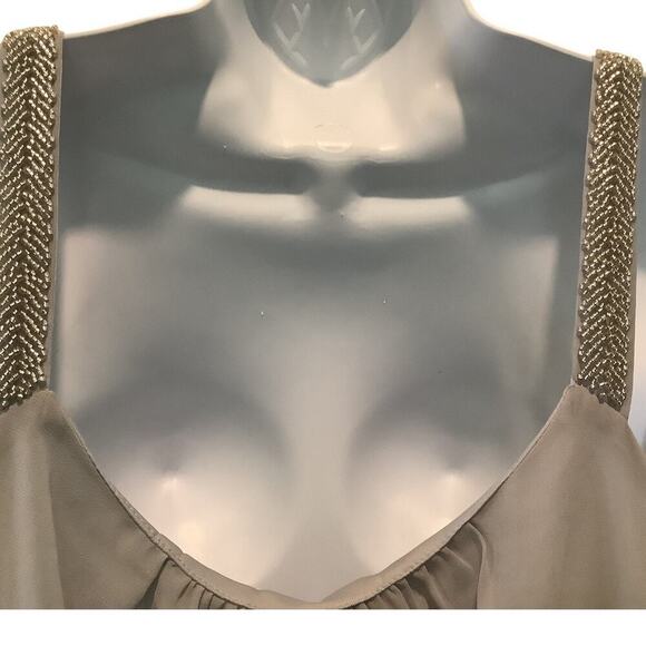 MANER PALE GRAY PLEATED FRONT BEADED STRAP ELEGANT TANK TOP 3X NWT - Picture 6 of 10